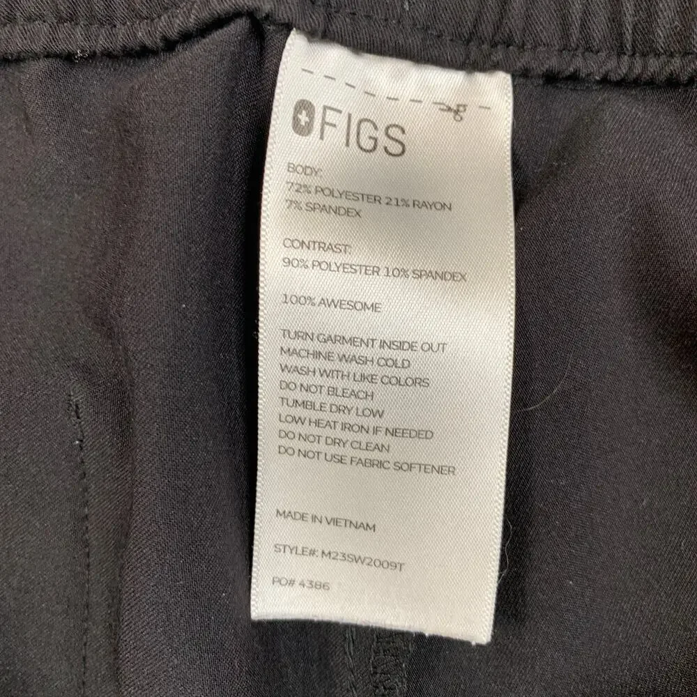 Figs Scrub Pants Mens XXLT Tall Black Yola Skinny Elastic Waistband Medical